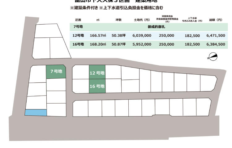 富山市　シア・タウン下大久保3区画　建築条件付き