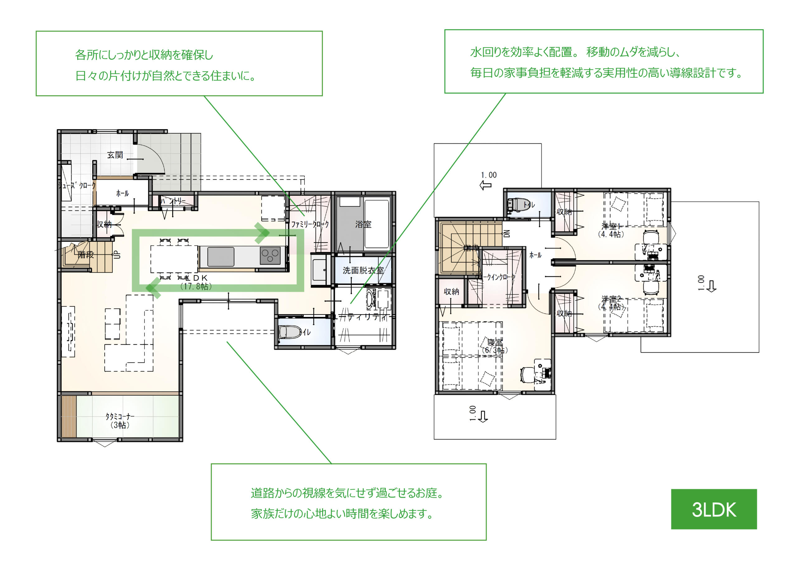 回遊できる水回り動線